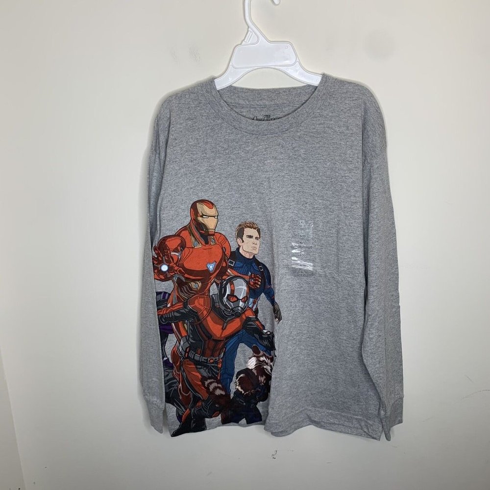 NWT Marvel Avengers End Game Boys Youth XL (18/20) Grey Long Sleeve Shirt